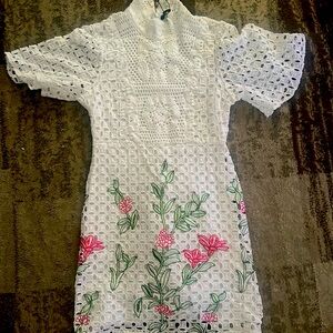 Zara white embroidered dress